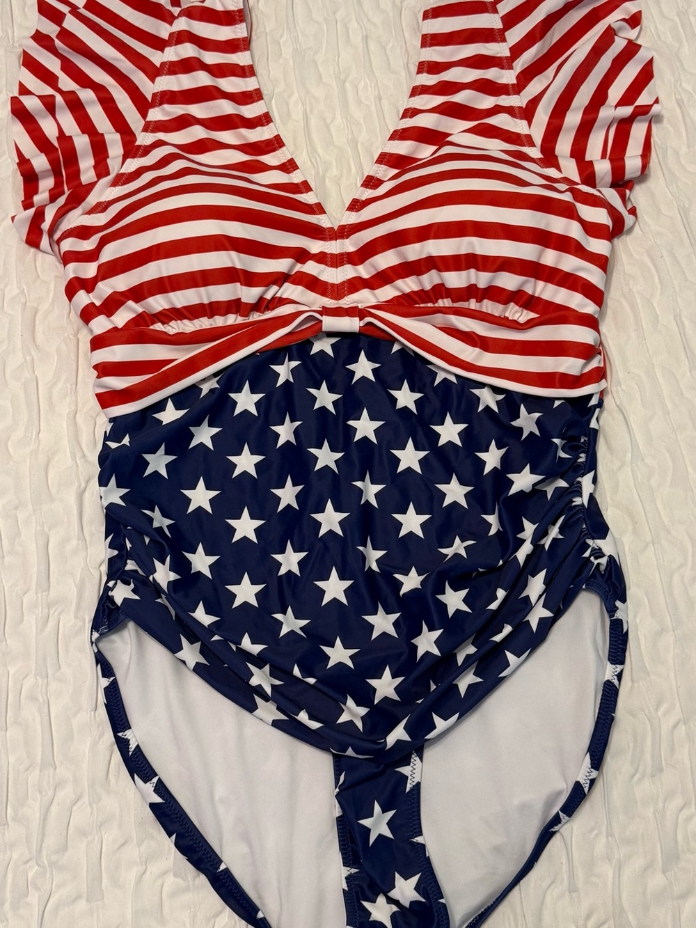 Patriotic Red White & Blue Star Stripe One-Piece Swimsuit